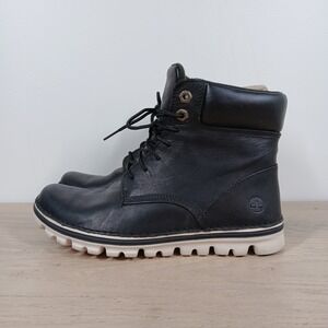 Timberland Boots Womens 6.5 Black Leather Lace Up Ankle Lightweight Streetwear